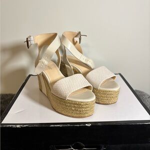 Nine West Cream Wedge Espadrilles